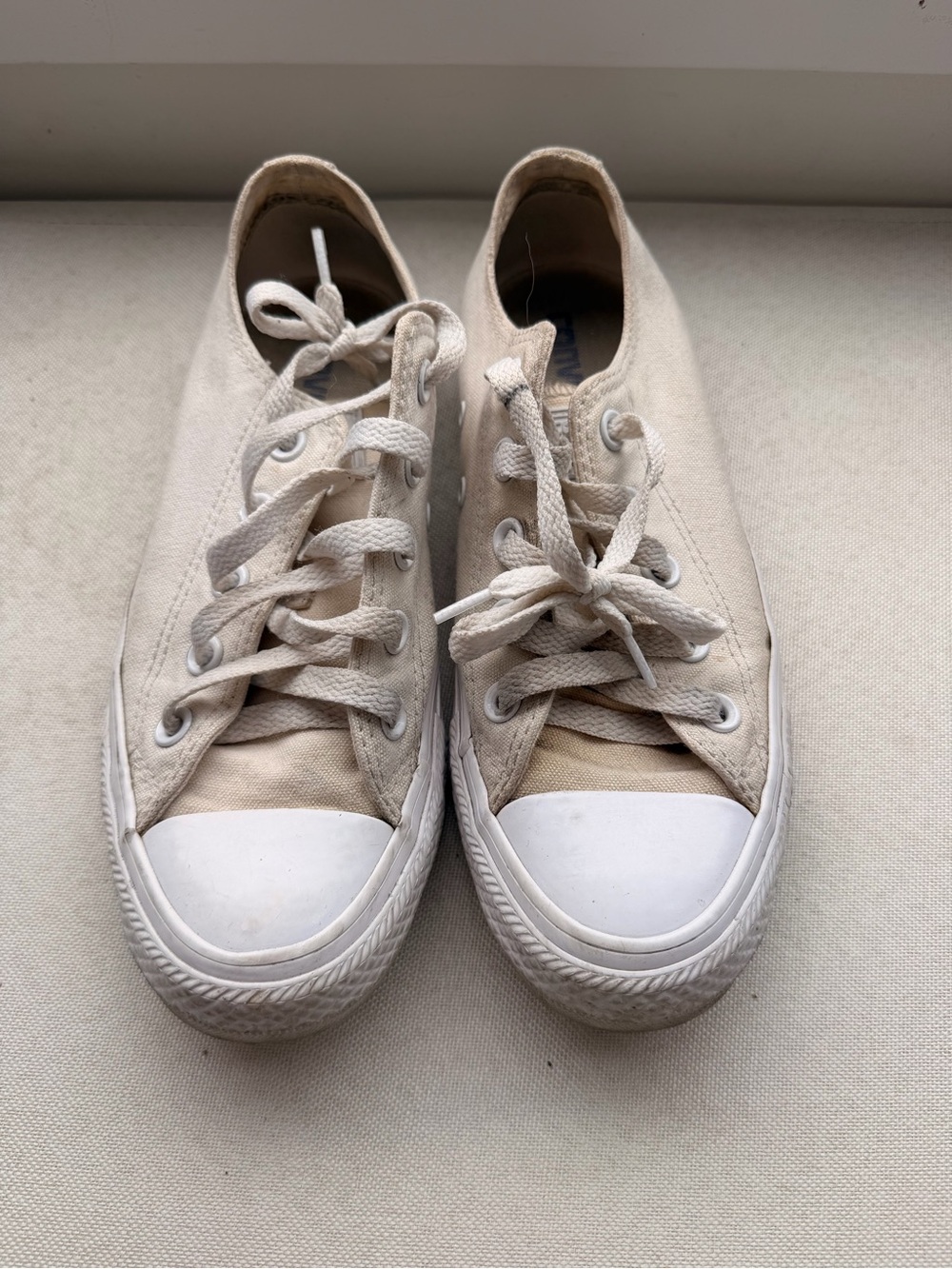 Converse Canvas Low Top Sneakers in Off-White/Cream